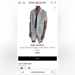 John Varvatos Arya Summer Shirt- Stone Grey